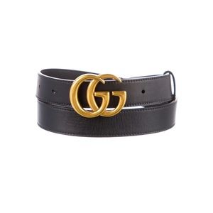 GUCCI BELT GOLD HARDWARE BLACK LEATHER - M